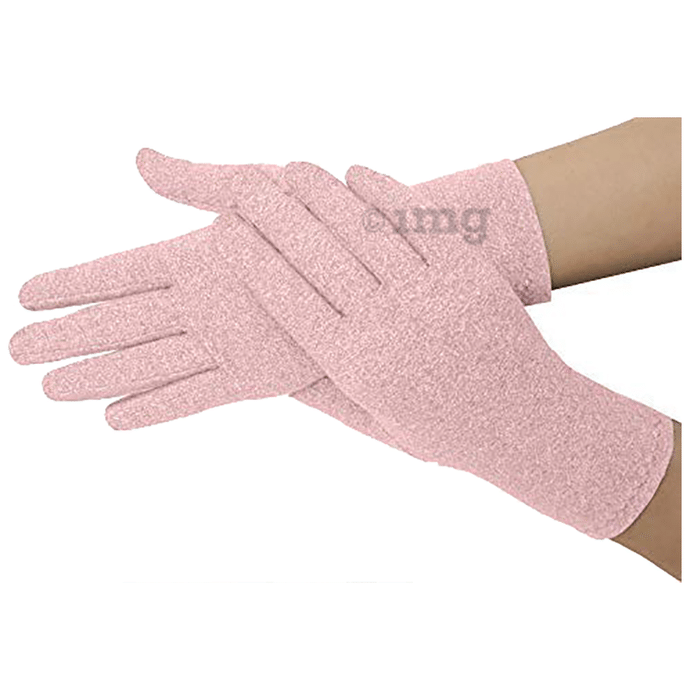 Dr. Arthritis Doctor Developed Full Fingered Arthritis Compression Gloves & Doctor Written Handbook Medium Pink
