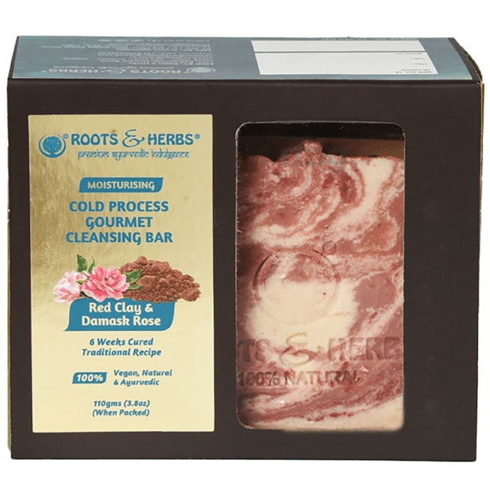Roots and Herbs Cold Process Gourmet Cleansing Bar Red Clay & Damask Rose