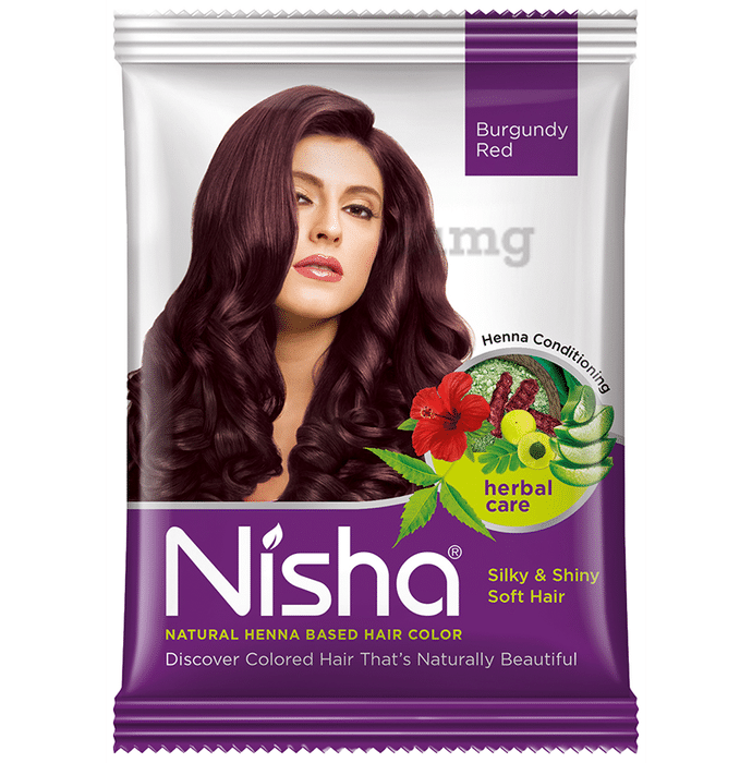 Nisha Natural Henna Based Hair Color Burgundy Red Pack of 10