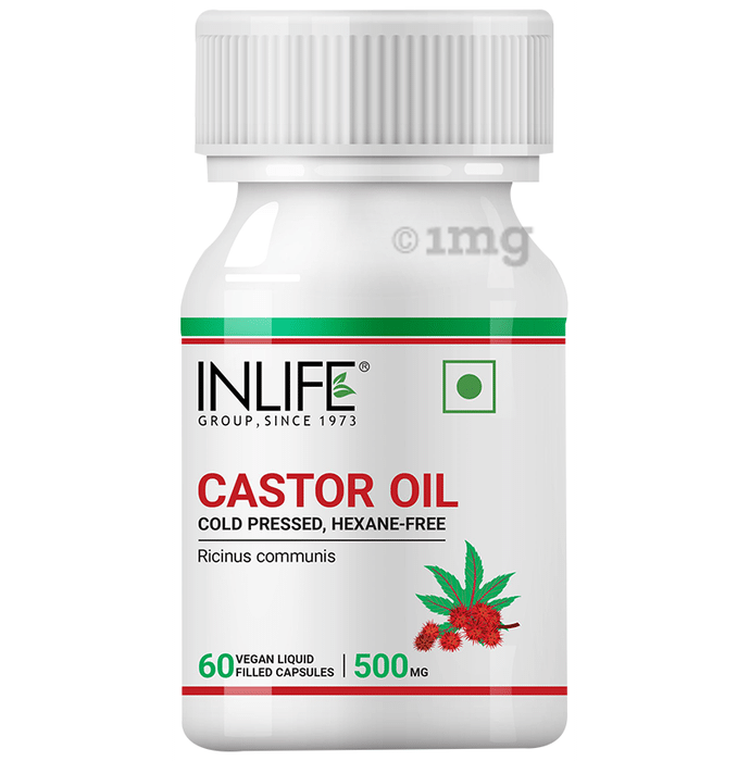 Inlife Castor Oil (Ricinus Communis) 500mg Vegan Liquid Filled Capsule