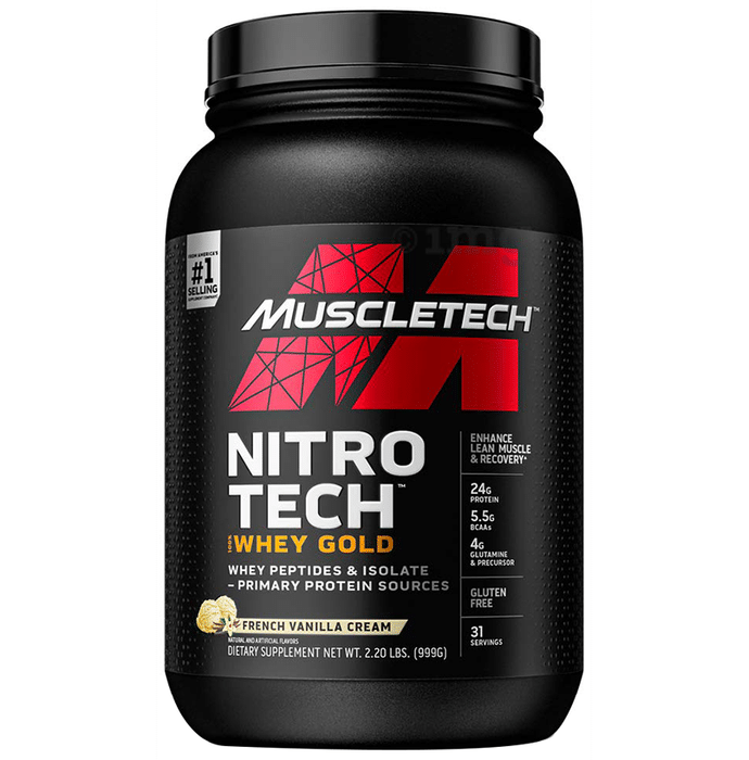 Muscletech Performance Series Nitro Tech 100% Whey Gold Whey Protein Peptides & Isolate French Vanilla Cream