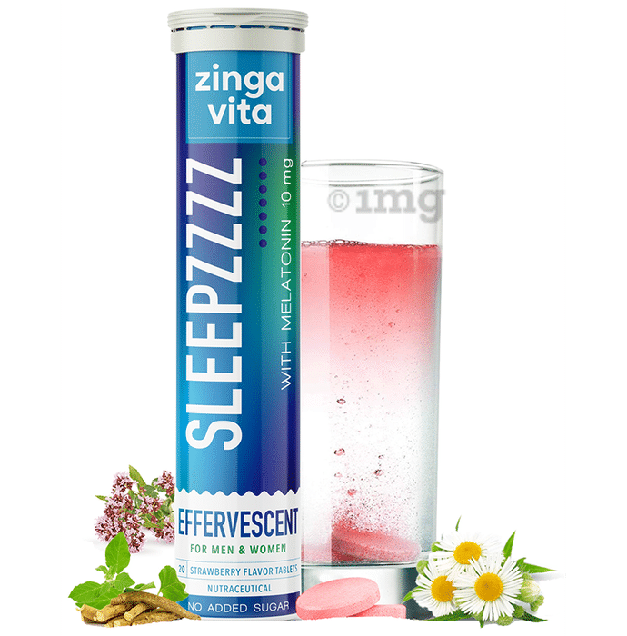 Zingavita Sleepzzzz with Melatonin 10mg Effervescent Tablet for Men & Women Strawberry