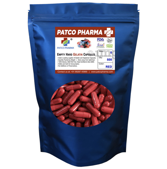 Patco Pharma Empty Hard Gelatin Capsule Size 0 Red