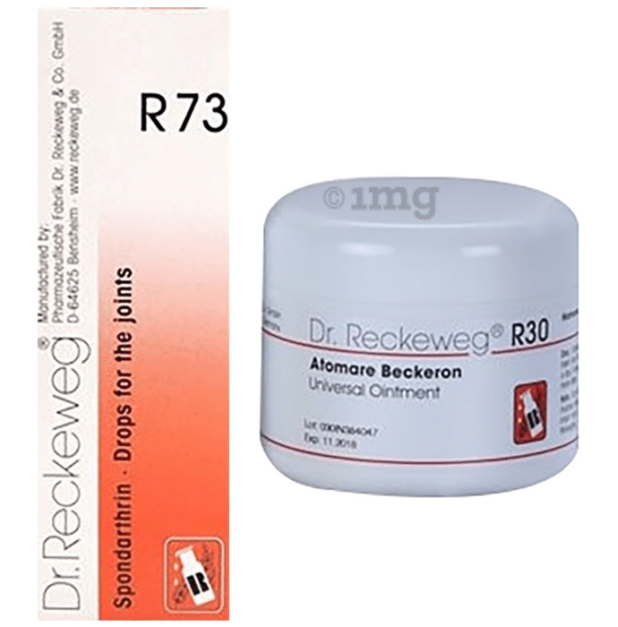 Dr. Reckeweg Joint Care Combo Pack of  R30 Atomare Beckeron Universal Ointment 85gm & R73 Joint Pain Drop 22ml