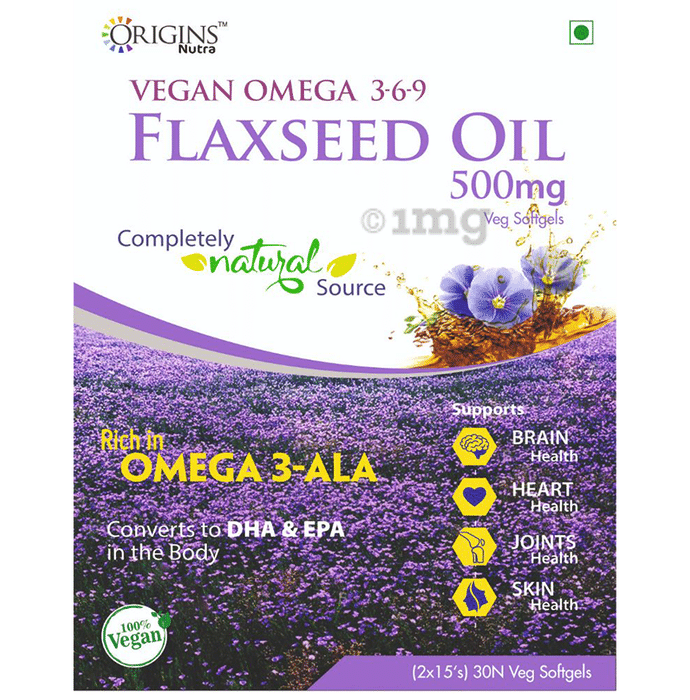 Origins Nutra Vegan Omega 3 6 9 Flaxseed Oil 500mg Veg Softgel Buy box