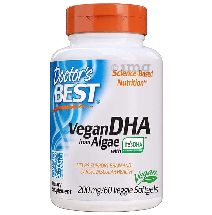 Doctor's Best Vegetarian DHA from Algae 200mg Softgels | For Brain & Cardiovascular Health