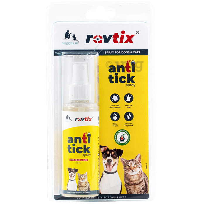 Wiggles Ravtix Anti Tick Spray for Dogs & Cats