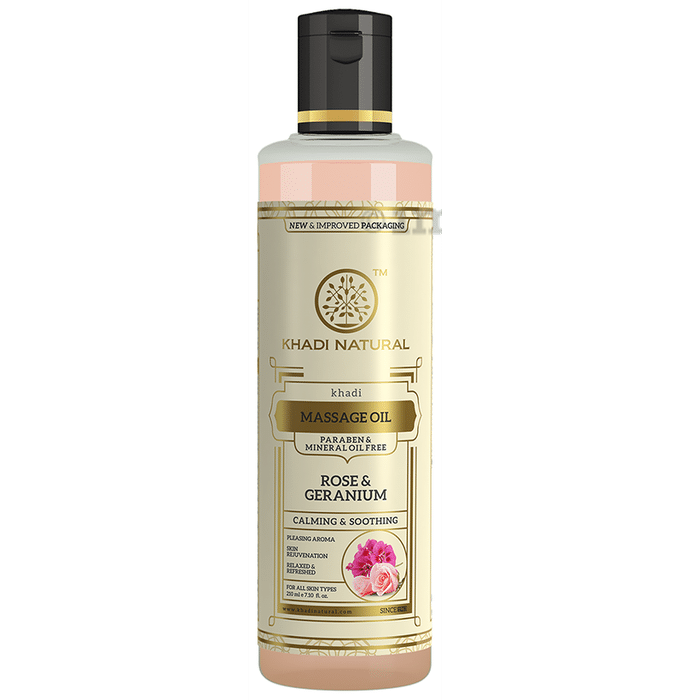 Khadi Naturals Rose & Geranium Herbal Massage Oil Paraben & Mineral Oil Free