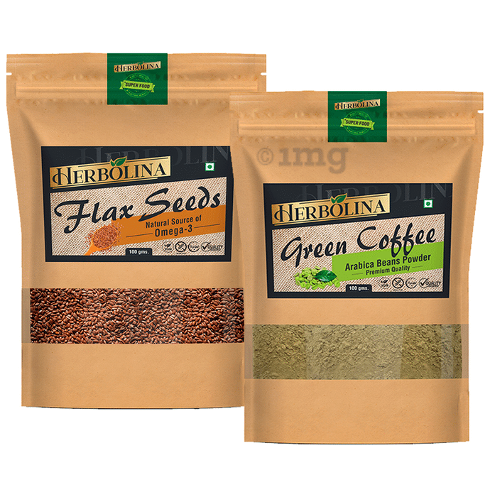 Herbolina Combo Pack of Flax Seeds & Green Coffee Powder (100gm Each)