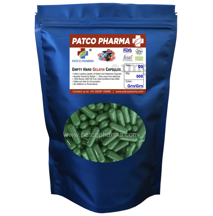 Patco Pharma Empty Hard Gelatin Capsule Size 00 Green