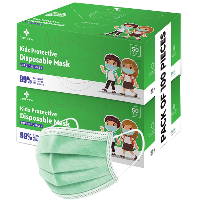 Care View Kids 4 Ply Protective Disposable Surgical Face Mask Green