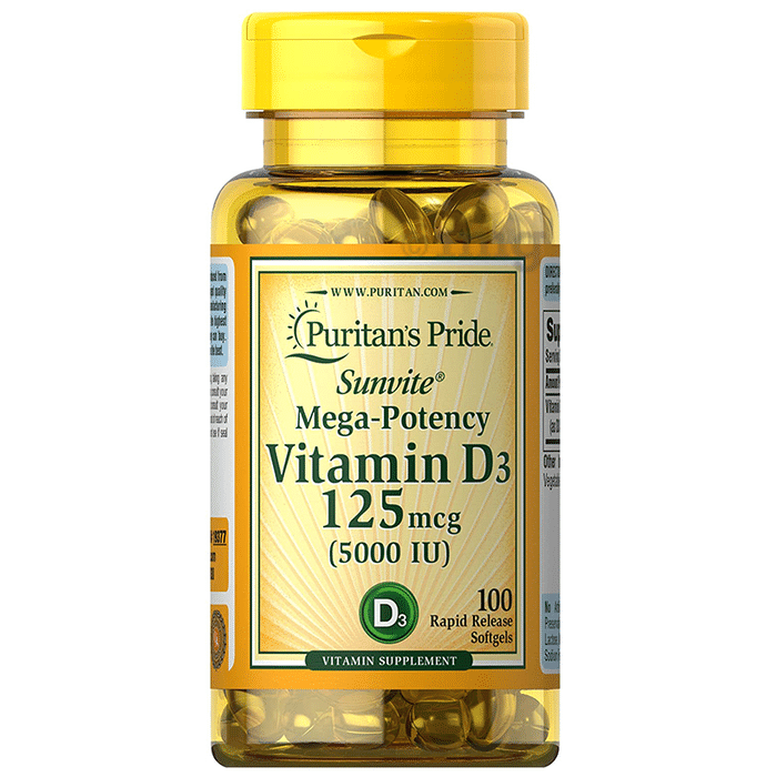 Puritan's Pride Sunvite Mega-Potency Vitamin D3 125mcg Rapid Release Softgel