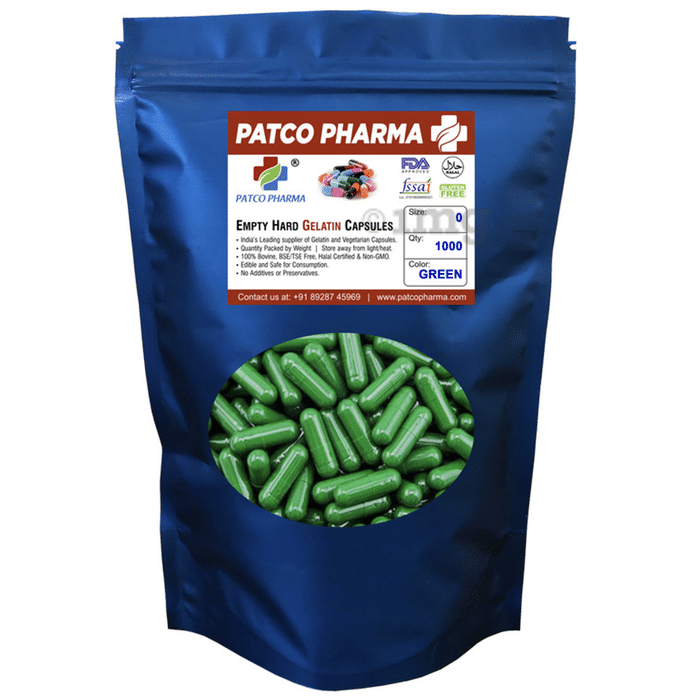 Patco Pharma Empty Hard Gelatin Capsule Size 0 Green