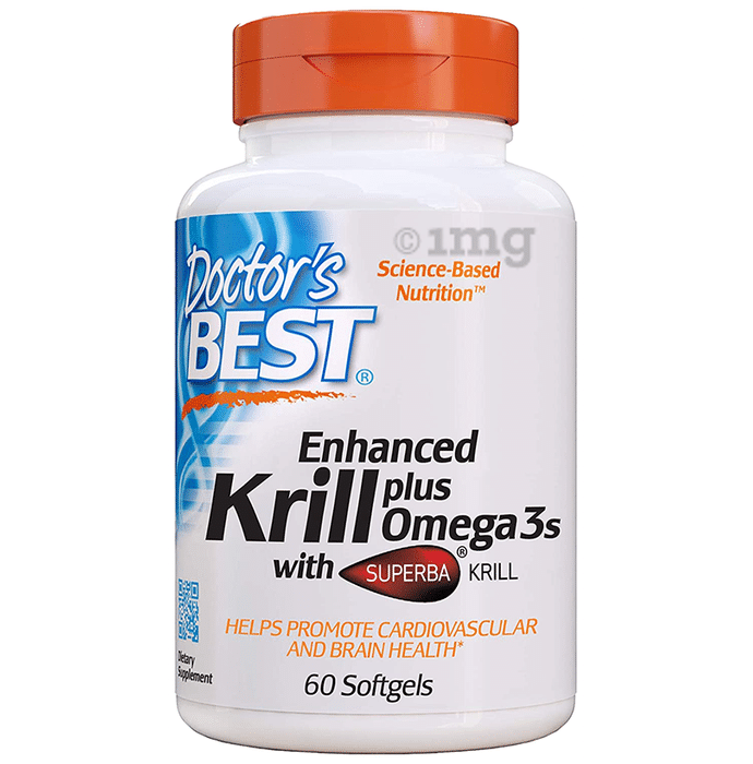 Doctor's Best Enhanced Krill Plus Omega 3s | Softgel for Cardiovascular & Brain Health
