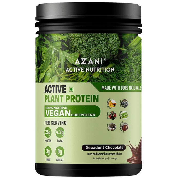 Azani Active Nutrition Active Plant Protein 100% Natural Vegan Superblend Decadent Chocolate