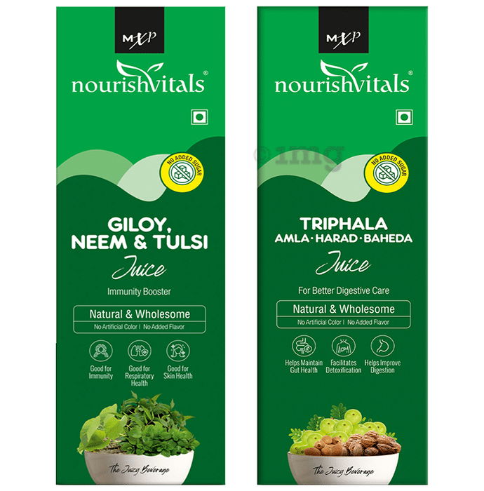 NourishVitals Combo Pack of Giloy Neem & Tulsi and Triphala Juice (500ml  Each): Buy combo pack of 2 bottles at best price in India | 1mg