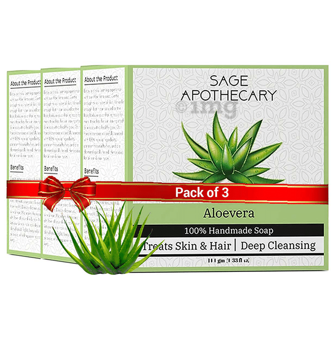 Sage Apothecary Combo Pack of 100% Hand Made Soap (100gm Each) Aloevera
