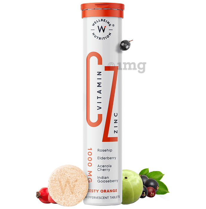 Wellbeing Nutrition Vitamin C Zinc Effervescent Tablet (16 Each) Zesty Orange