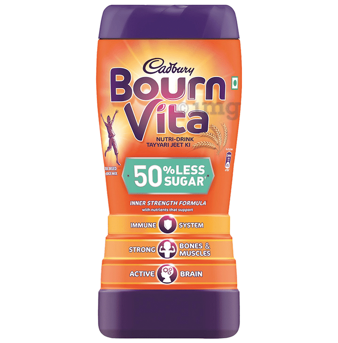 Bournvita Cadbury Bournvita with Vitamin D for Strength/Chocolate 50% Less Sugar