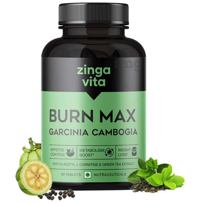 Zingavita Burn Max Garcinia Cambogia with Carnitine & Green Tea Extract | For Appetite, Metabolism & Weight Loss | Tablet