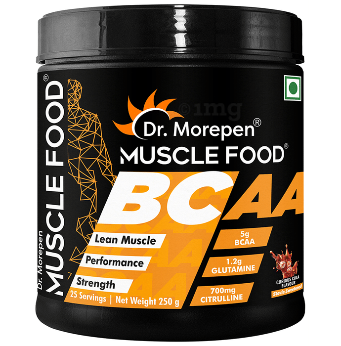 Dr. Morepen Muscle Food BCCA for Lean Muscles, Performance & Strength | Flavour Curious Cola