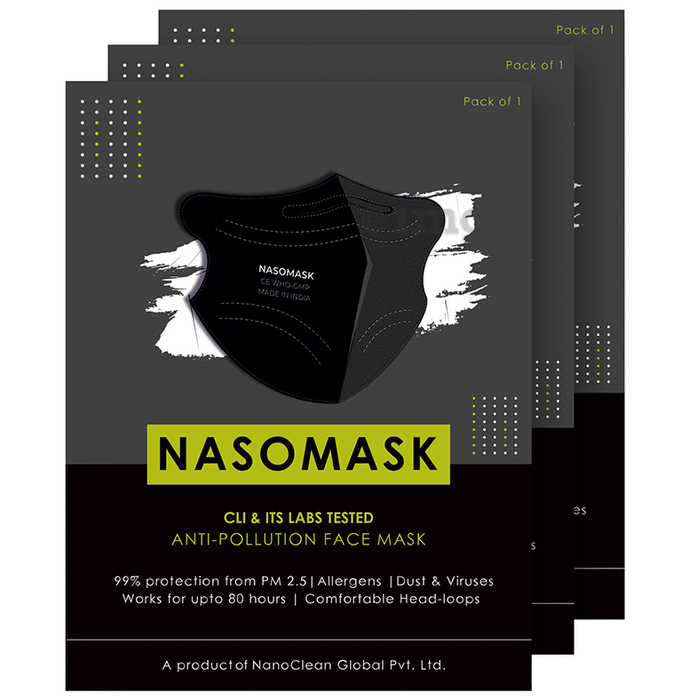 Nasomask N95 Anti-Pollution Face Normal Design Earloop Black