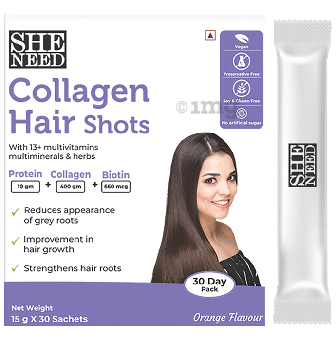 SheNeed Collagen Hair Shots Sachet (15gm Each) Orange