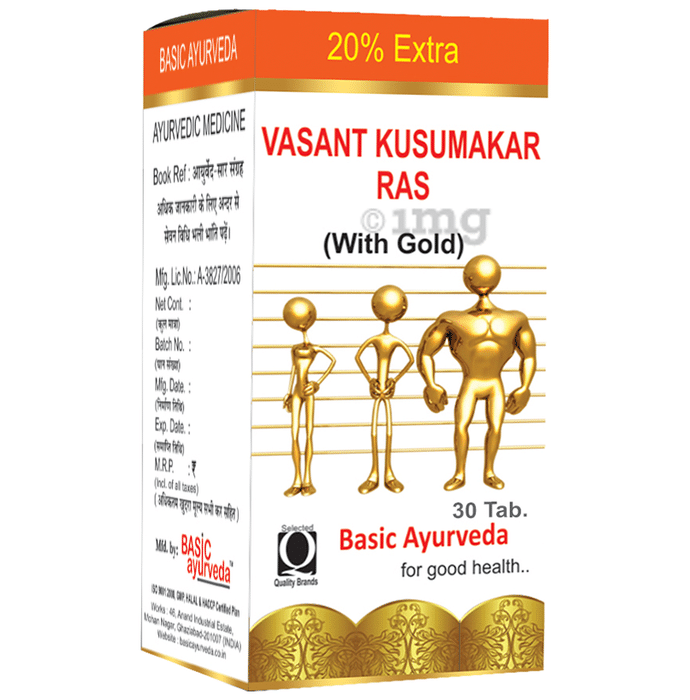 Basic Ayurveda Vasant Kusumakar Ras With Gold Buy Bottle Of 300 Tablets At Best Price In India 