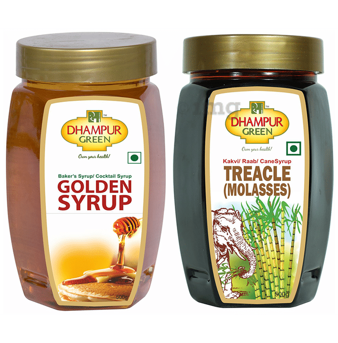 Dhampur Green Combo Pack of Golden Syrup & Treacle Molasses (500gm Each)