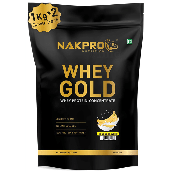 Nakpro Nutrition Whey Gold Whey Active Concentrate Powder (1kg Each) Banana