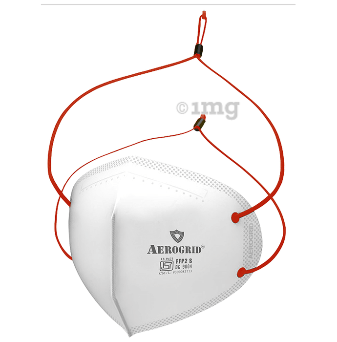 Aerogrid FFP2 BIS Certified 5 Layer N95 Mask White with Adjustable Red Head loop