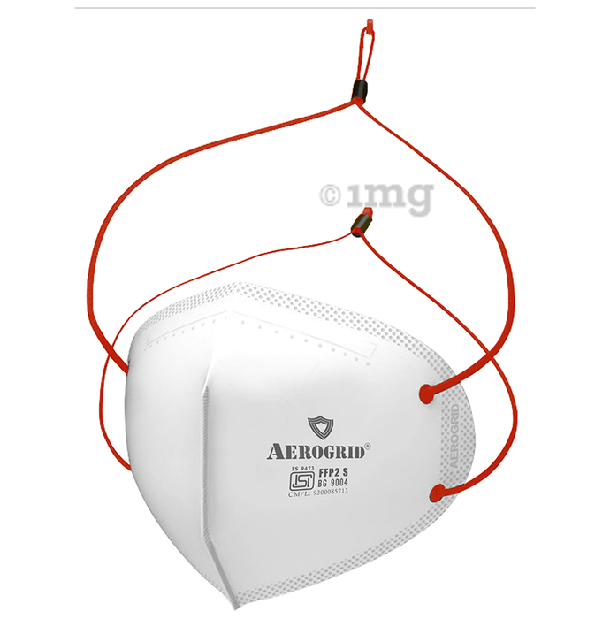 Aerogrid FFP2 BIS Certified 5 Layer N95 Mask White with Adjustable Red Head loop