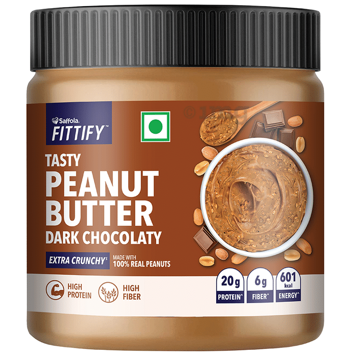 Saffola Fittify Tasty Peanut Butter Dark Chocolate Extra Crunchy