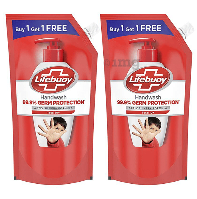 Lifebuoy Total 10 Activ Silver Formula Germ Protection Handwash Refill, 750ml Each (Buy 1 Get 1 Free)