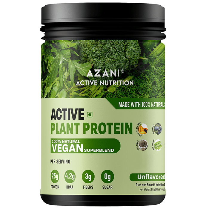 Azani Active Nutrition Active Plant Protein 100% Natural Vegan Superblend Unflavored