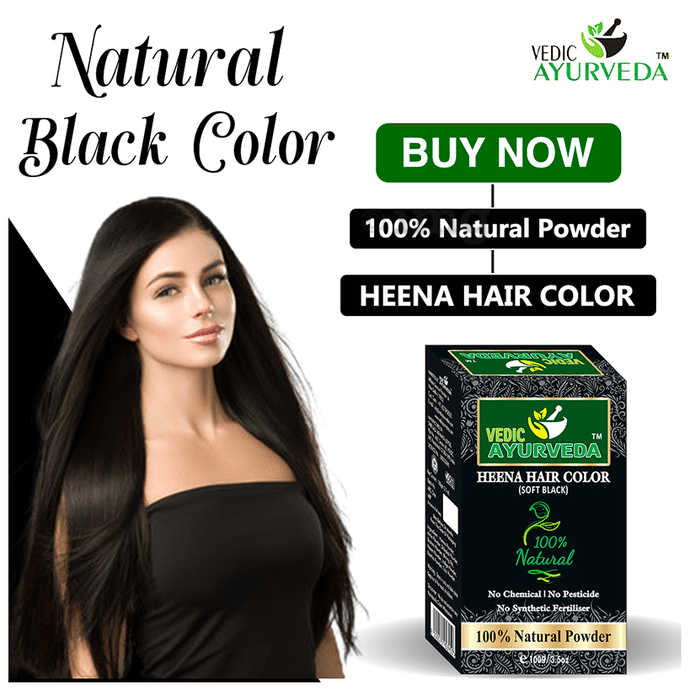 Vedic Ayurveda Heena Hair Color Powder Soft Black: Buy box of 100 gm Powder  at best price in India | 1mg