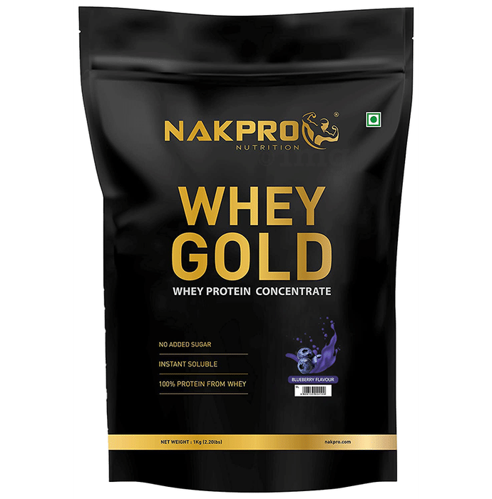 Nakpro Nutrition Whey Gold Whey Protein Concentrate Powder (1kg Each) Blueberry