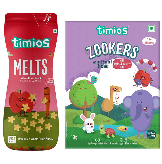 Timios Combo Pack of Melts Apple Cinnamon and Zookers Apple Blueberry
