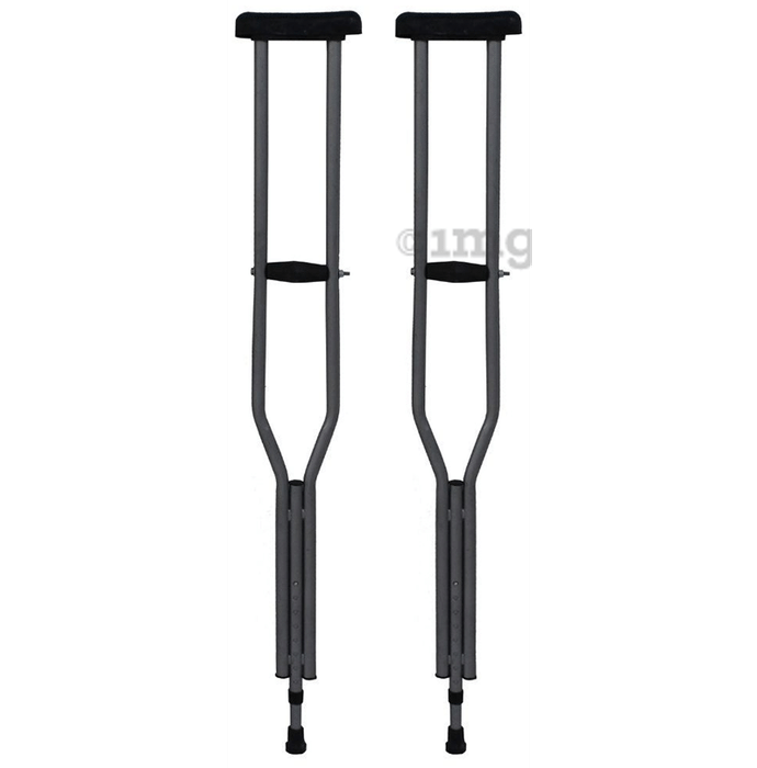 Fidelis Under Arm Crutches Heavy Weight Adjustable - Powder Coating Grey Mild Steel