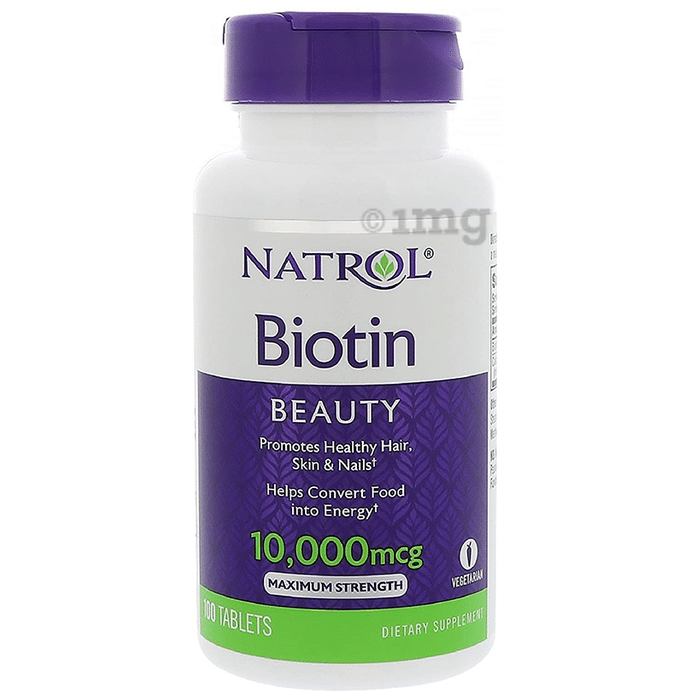 Natrol Biotin 10,000mcg Tablet for Energy, Hair, Skin & Nails