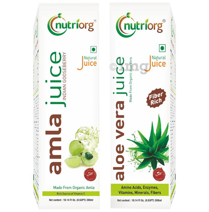 Nutriorg Combo Pack of Amla Juice & Aloe Vera Juice (300ml Each)