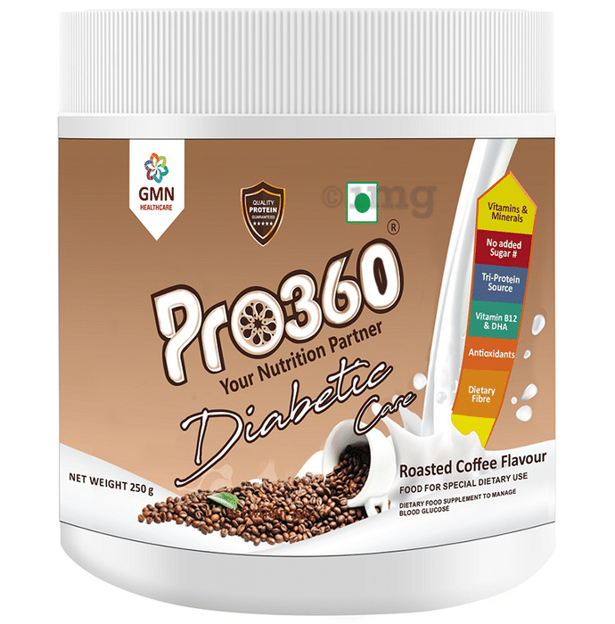 Pro360 Diabetic Nutritional Protein Drink with Vitamin B12, DHA & Minerals | Flavour Roasted Coffee