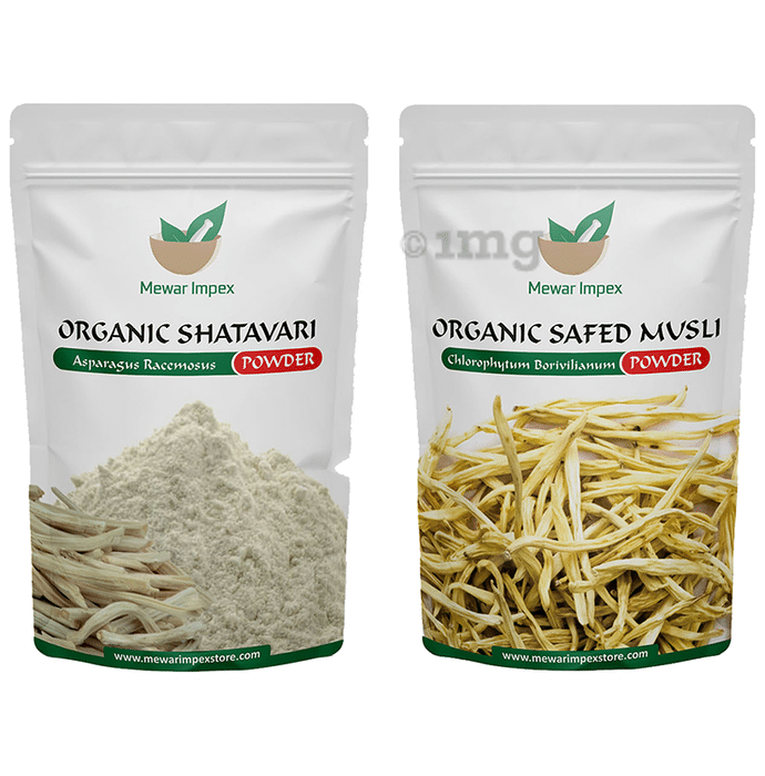 Mewar Impex Combo Pack of Organic Safed Musli Powder & Organic Shatavari Powder (100gm Each)