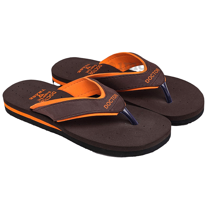 Trase Doctor Ortho Slippers for Women 9 UK Orange & Brown