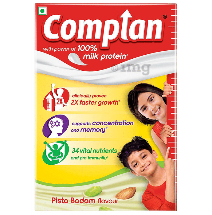 Complan Nutrition and Health Drink | 100% Milk Protein for Concentration, Memory & Growth | Flavour Pista Badam Refill