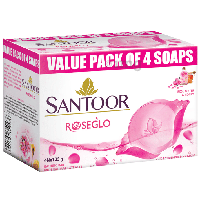 Santoor Roseglo Soap (125gm Each)