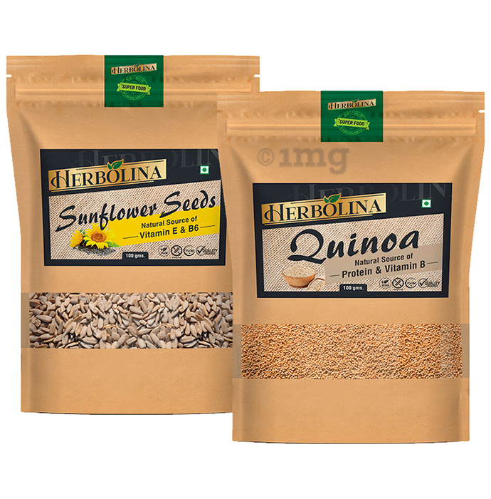 Herbolina Combo Pack of Sunflower Seeds & Quinoa (100gm Each)