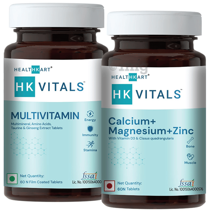 HealthKart HK Vitals Combo Pack of Calcium + Magnesium + Zinc 60 Tablet