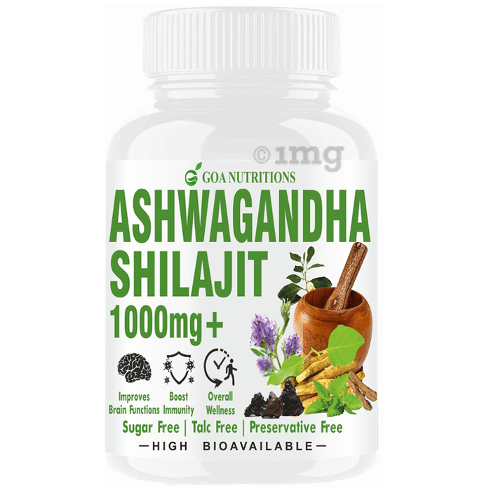 Goa Nutritions Ashwagandha Shilajit 1000mg+ Tablet Sugar Free
