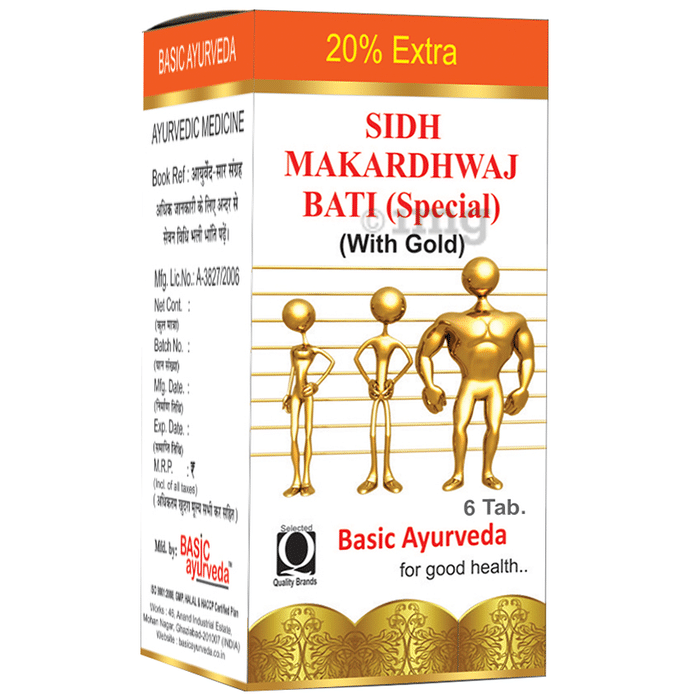 Basic Ayurveda Sidh Makardhwaj Bati Special (with Gold)